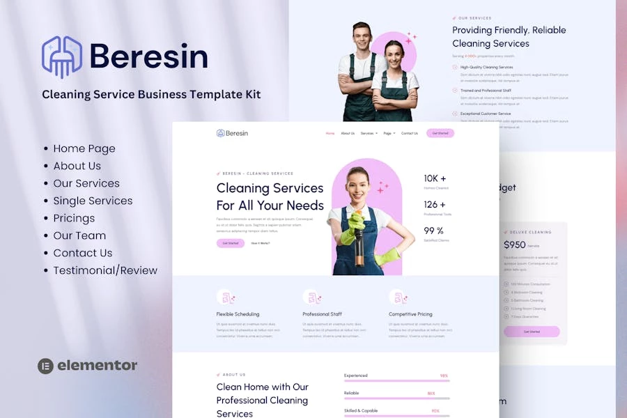 Beresin - Kit de elementos básicos para empresas de servicios de limpieza modernos