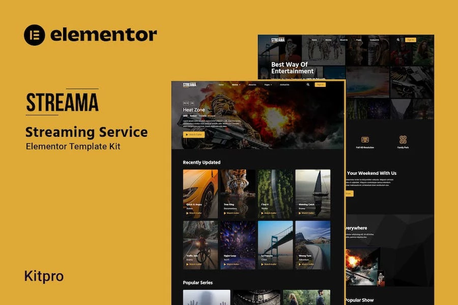 Streama - Template Kit Elementor del servicio de transmisión
