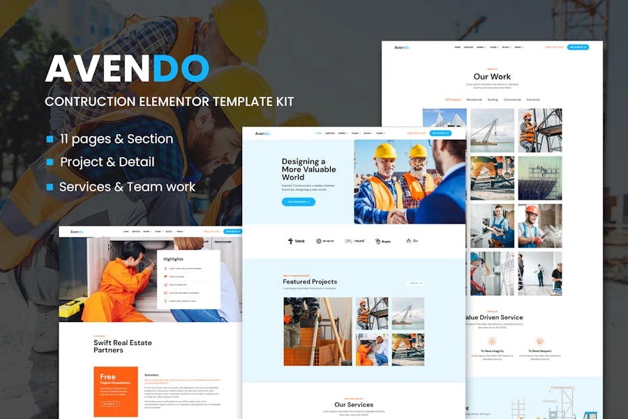 Avendo - Kit de plantillas Construction Elementor