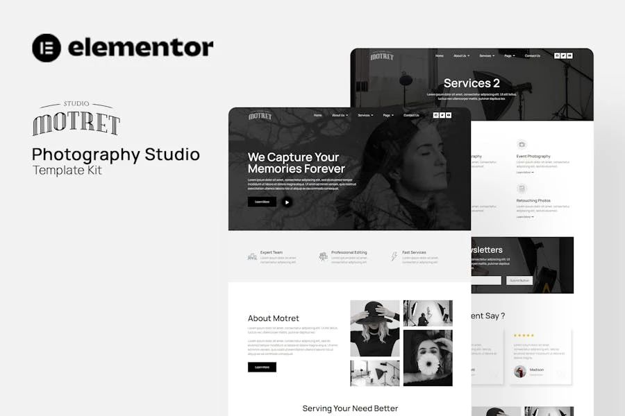 Motret - Template Kit Elementor de marketing digital