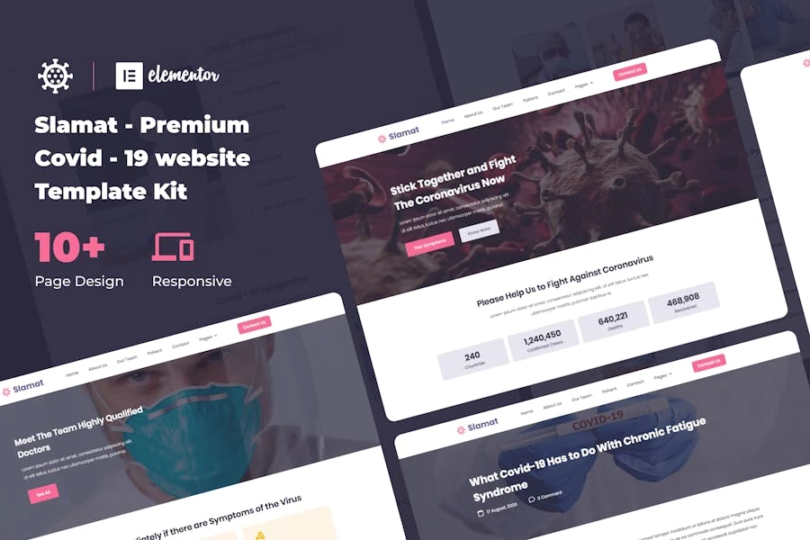 Slamat - Kit de plantillas Elementor para concienciar sobre la pandemia