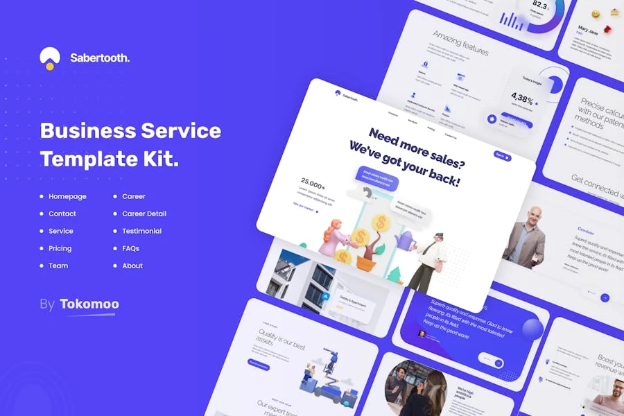 Sabertooth | Kit de plantillas Elementor para empresas emergentes