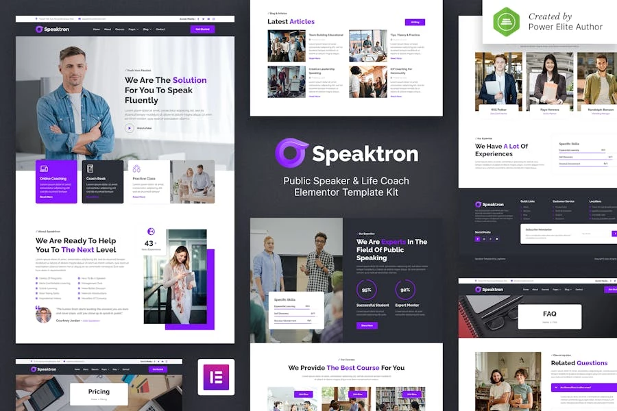 Speaktron — Kit de plantillas Elementor para orador público y entrenador de vida