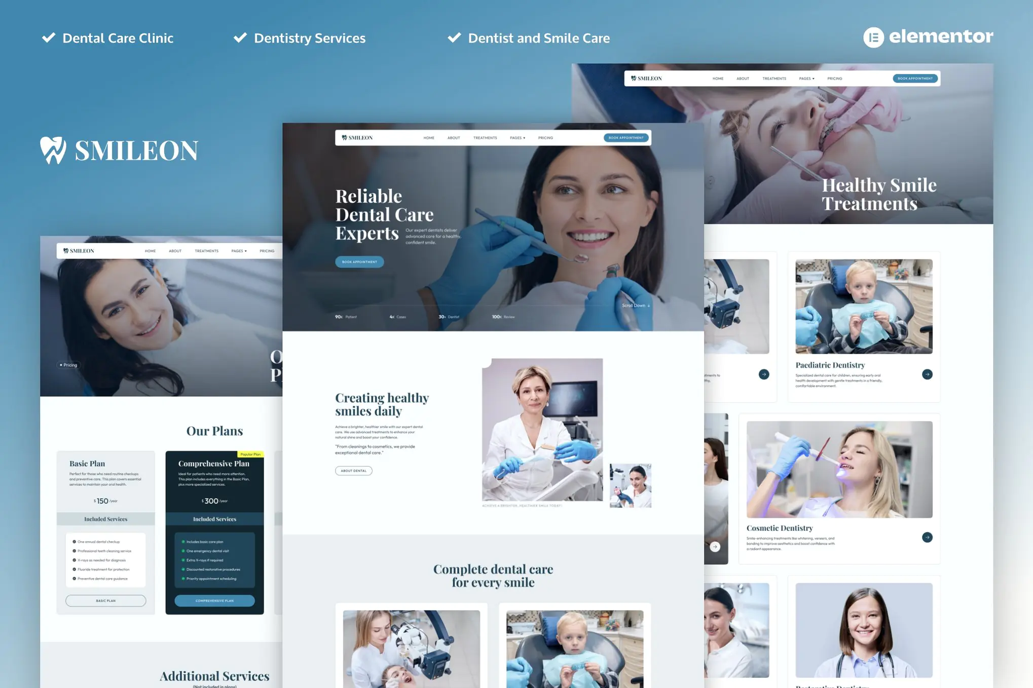 Smileon - Kit de plantillas Elementor Pro para dentistas y clínicas dentales