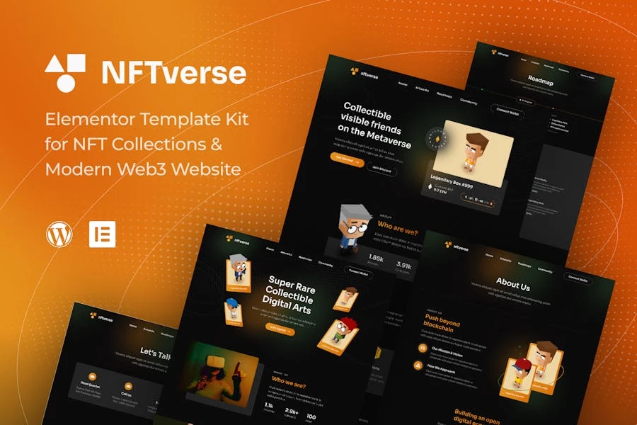 NFTVerse | Template Kit Futuristas de NFT Porfolio Elementor