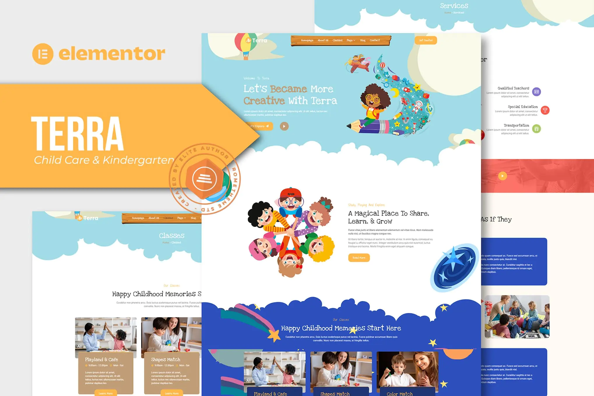 Terra - Template Kit Elementor para guarderías y guarderías
