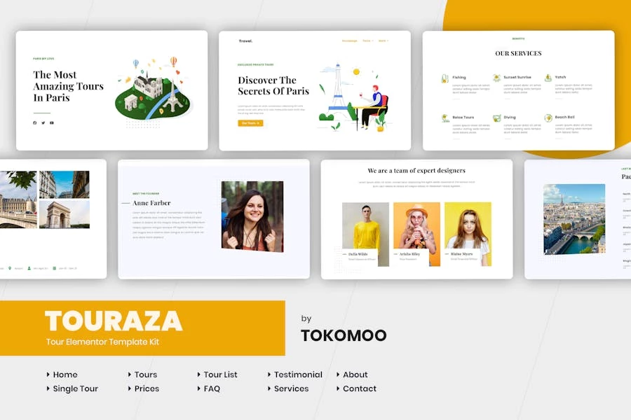 Touraza | Kit de plantillas Elementor para agencias de viajes y turismo
