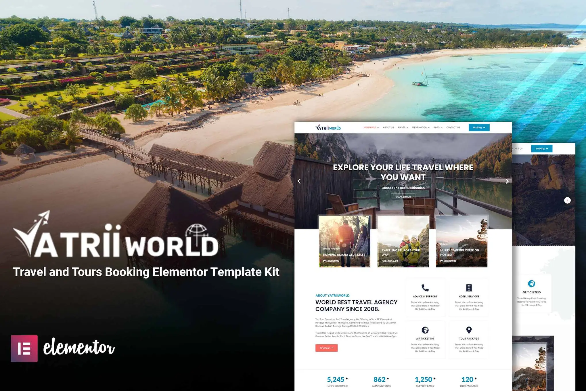 Yatriiworld — Template Kit Elementor para reservas de viajes y excursiones