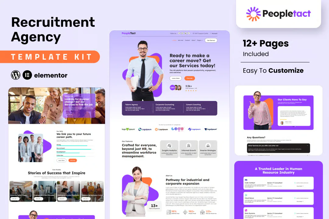 Peopletact - Kit de plantillas Elementor para agencias de contratación
