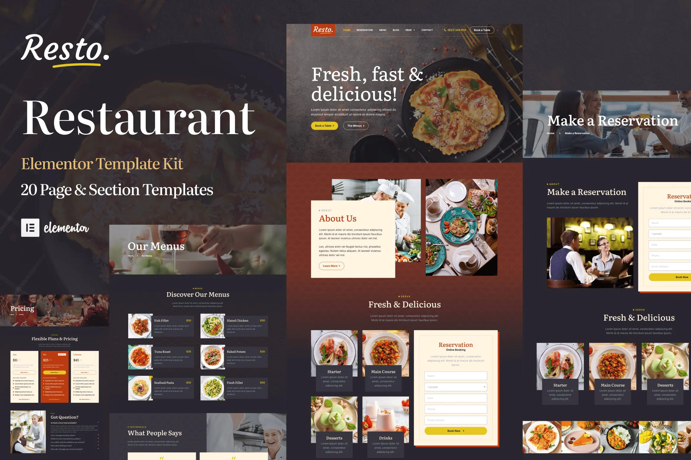 Resto - Kit de plantillas Elementor Pro para restaurantes, catering y cafeterías