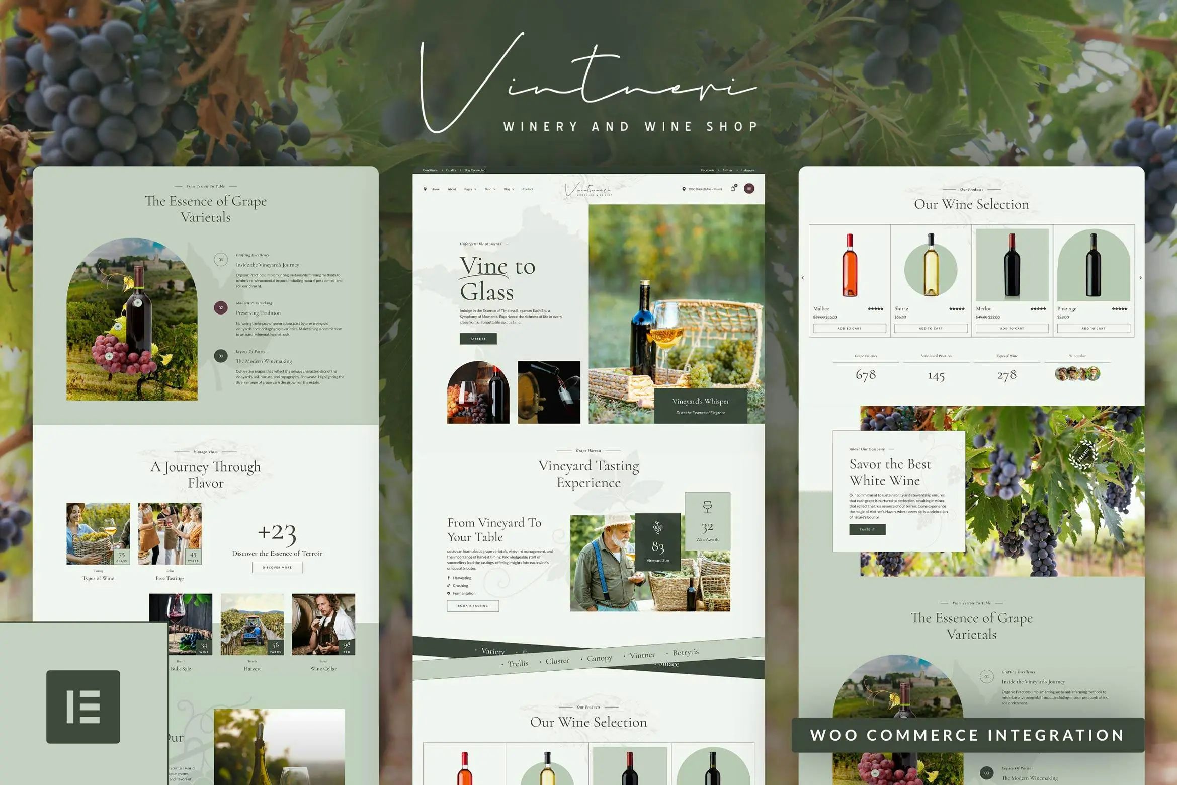 Vintneri - Kit de plantillas Elementor Pro para tienda de vinos y bodegas