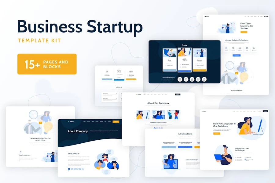 Vixus - Kit de plantillas Elementor para empresas emergentes
