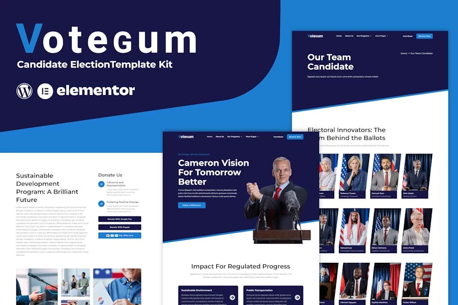 Votegum - Kit de plantillas Elementor para la elección de candidatos