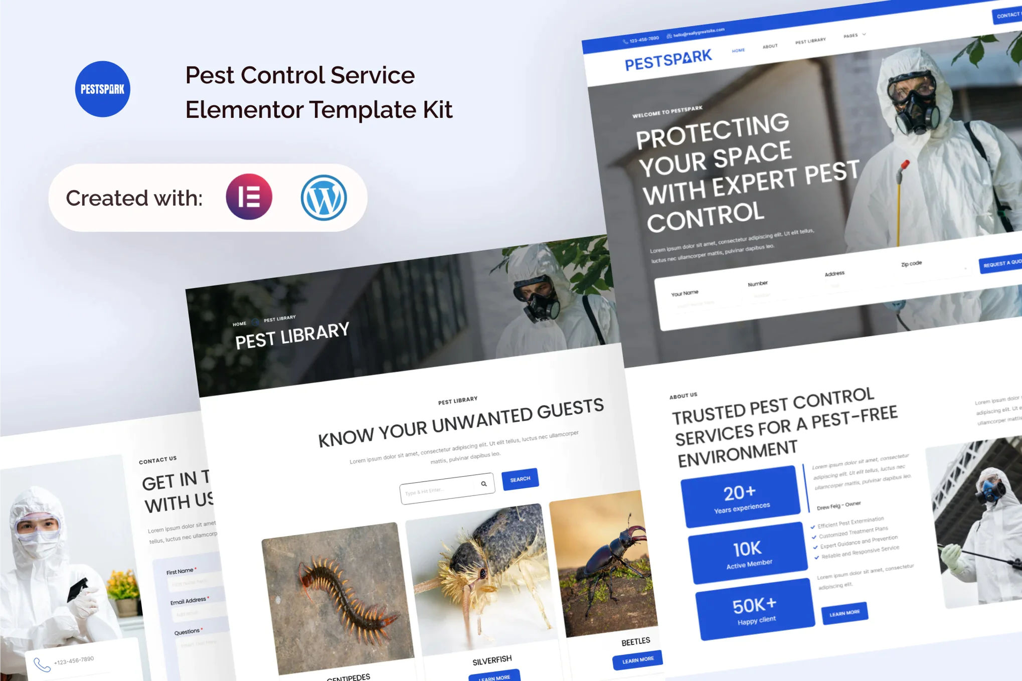 Pestspark - Kit de plantillas Elementor para el servicio de control de plagas