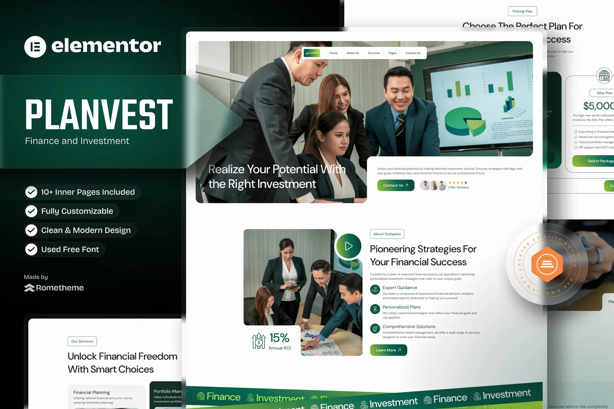 Plantvest - Kit de plantillas Elementor para finanzas e inversiones