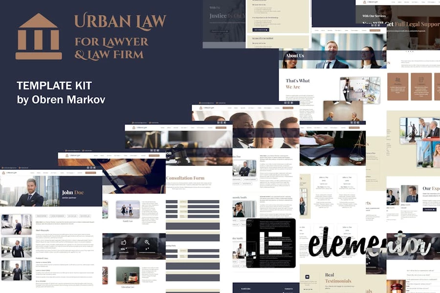 Urban Law – Kit de plantillas Elementor para abogados y bufetes de abogados