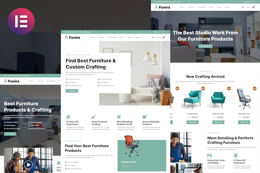 Funira – Template Kit Elementor para muebles artesanales personalizados