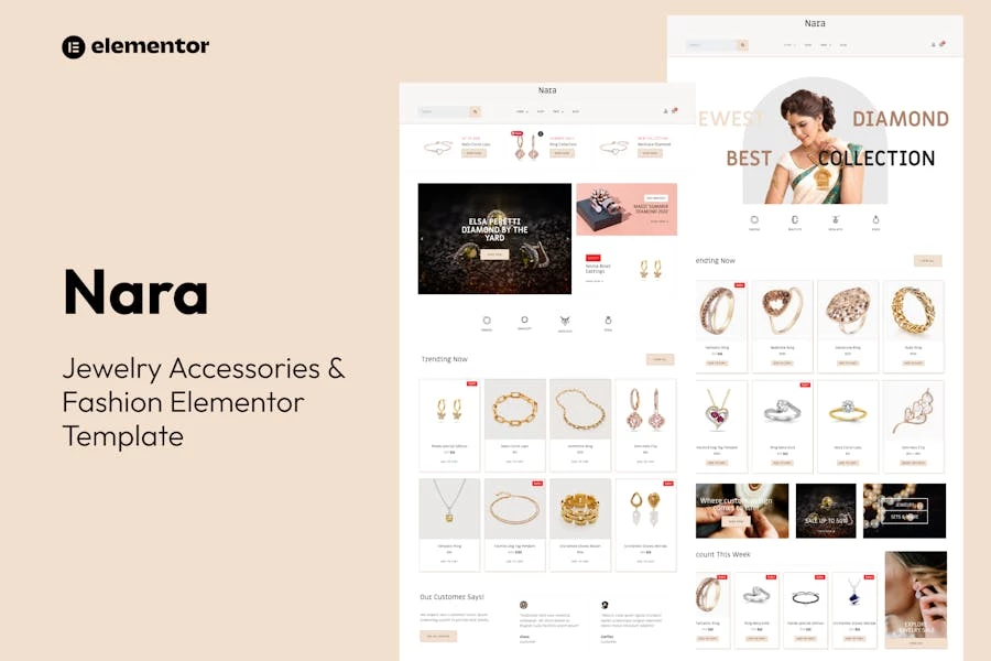 Nara – Template Kit para tienda de accesorios de joyería