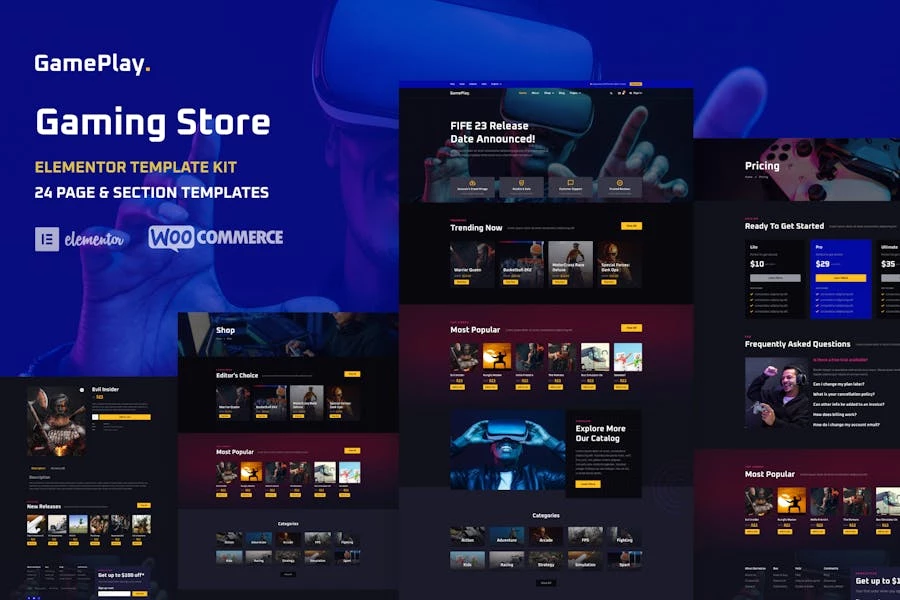 GamePlay – Template Kit Elementor para tienda de Vídeo