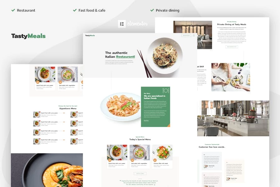 TastyMeals – Template Kit Elementor para restaurantes y cafeterías