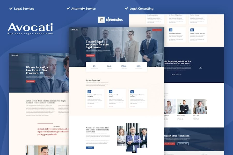 Avocati – Template Kit Elementor para bufetes de abogados y abogados