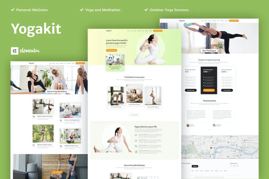 Yogakit – Template Kit Elementor para yoga y meditación