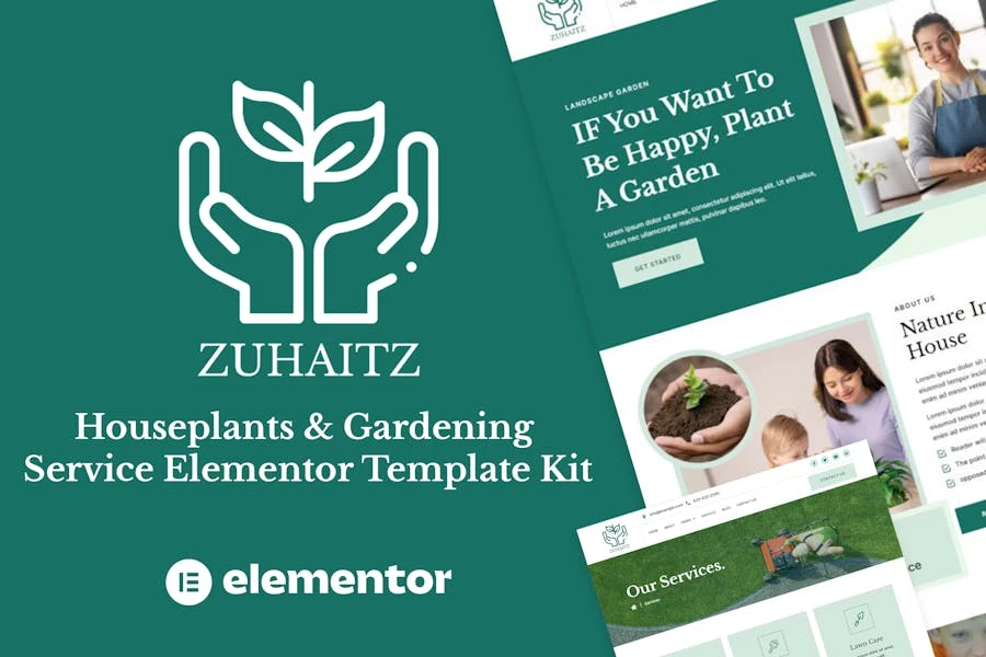 Zuhaitz – Kit de plantillas Elementor para servicio de plantas de interior y jardinería