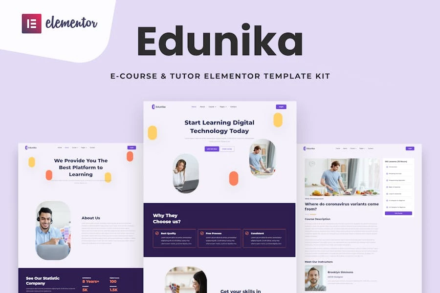 Edunika – Kit de plantillas Elementor para educación en línea