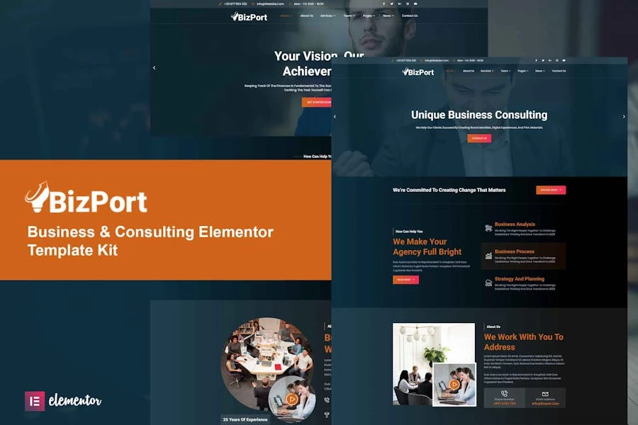 Bizport – Template Kit Elementor para negocios y consultoría