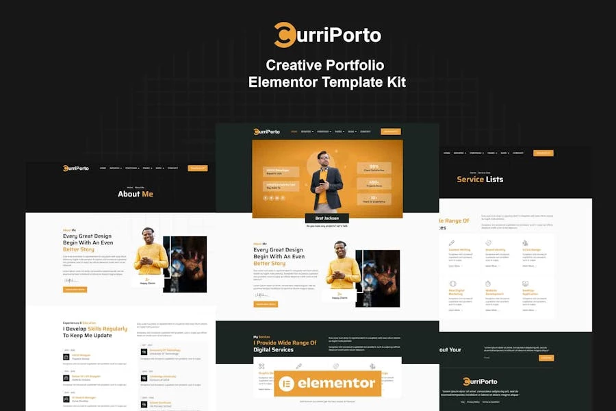 Curriporto – Template Kit Elementor Pro para Porfolio creativo