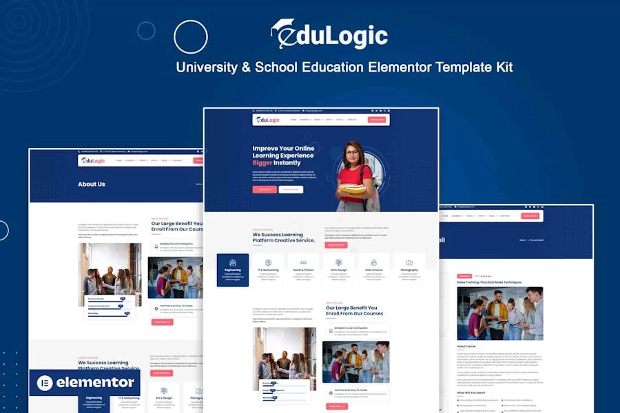 Edulogic – Kit de plantillas Elementor para educación universitaria y escolar