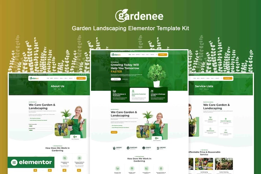 Gardenee – Template Kit Elementor Pro para paisajismo y cuidado de jardines