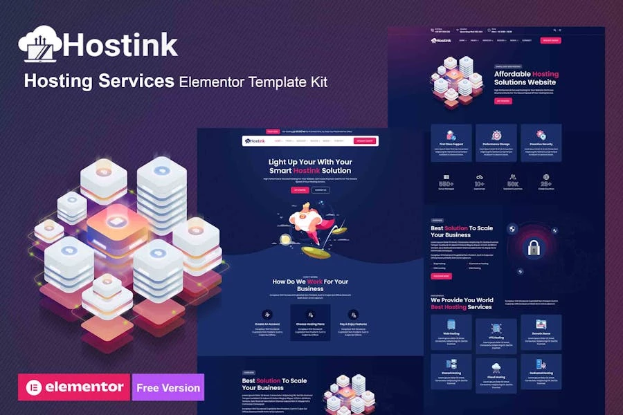 Hostink – Template Kit Elementor para servicios de alojamiento