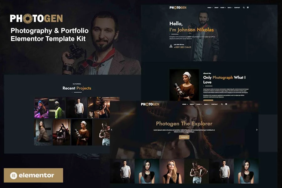 Photogen – Template Kit Elementor para fotografía y Porfolio