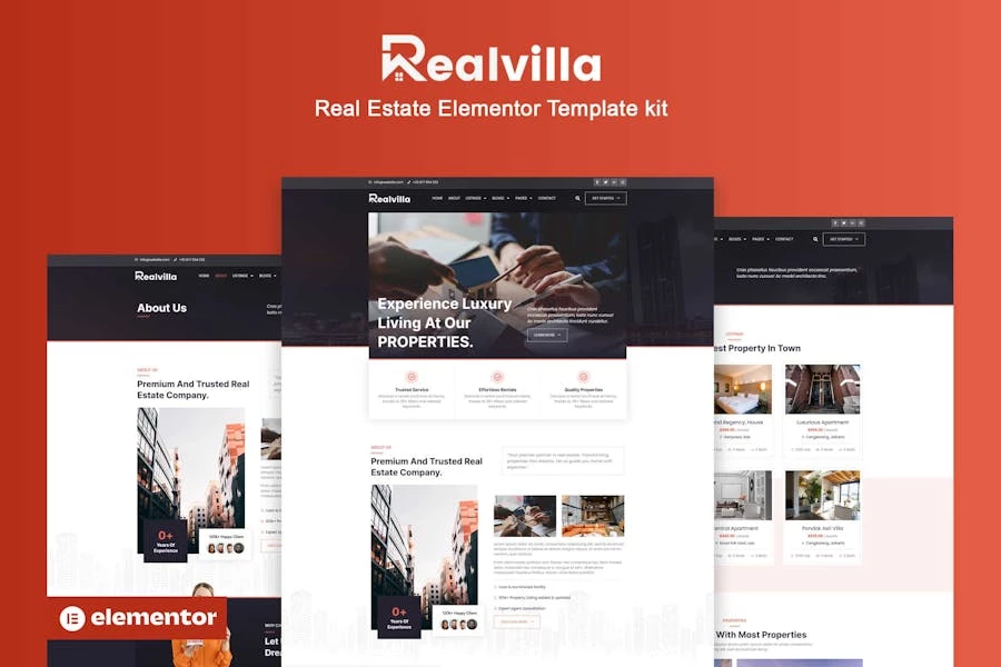 Realvilla – Kit de plantillas Elementor Pro para bienes raíces