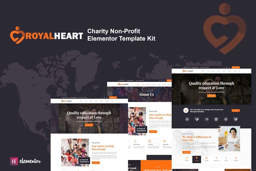 Royalheart – Template Kit de Elementor para organizaciones benéficas