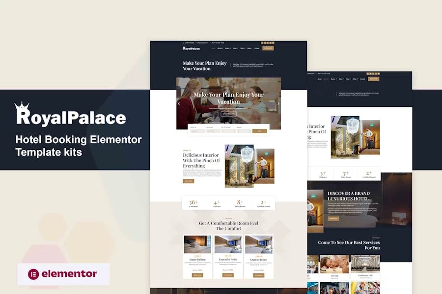 Royalpalace – Template Kit Elementor Pro para reservas de hotel