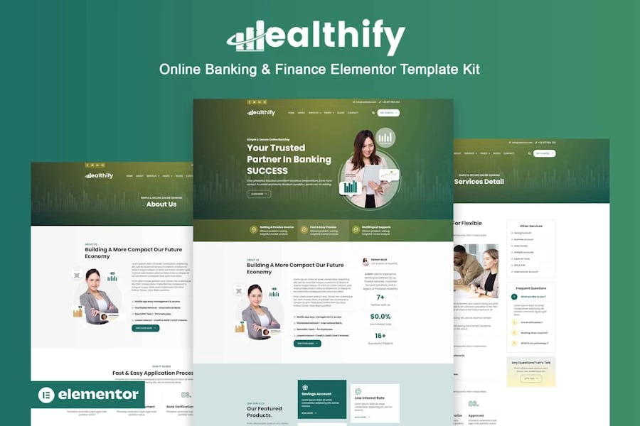 Wealthify – Kit de plantillas Elementor Pro para banca y finanzas en línea