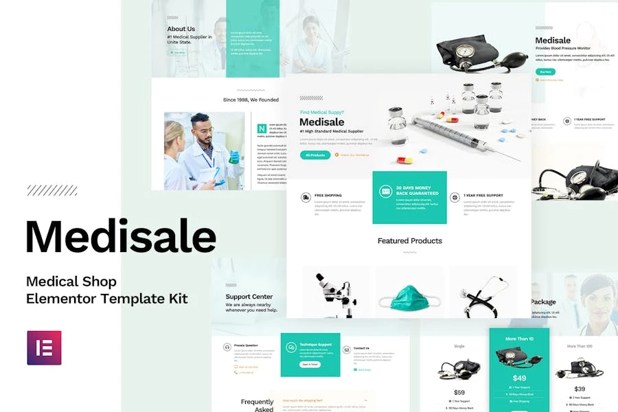 Medisale – Kit de plantillas Elementor para tiendas médicas