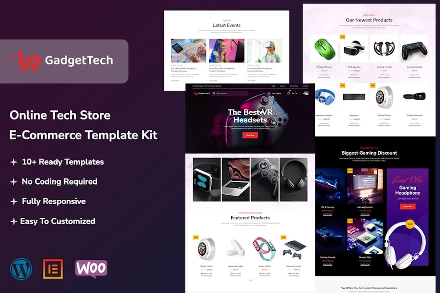 GadgetTech – Kit de Plantillas WooCommerce Elementor Pro para Gadget Electrónico