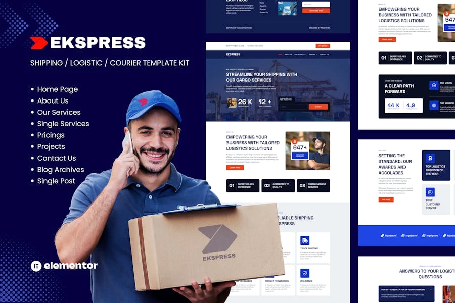 Ekspress – Template Kit para envíos logísticos y mensajería