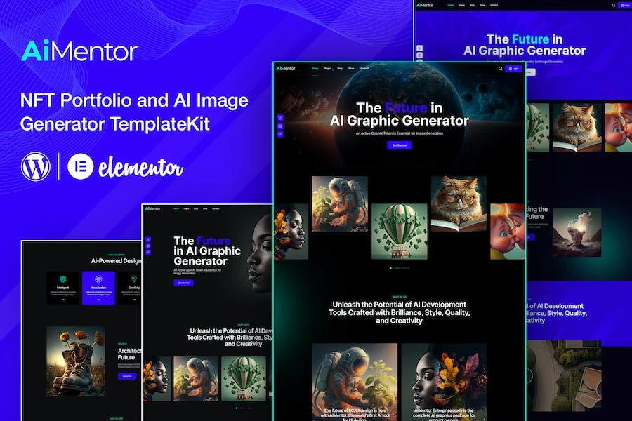 AiMentor – Kit de plantillas Elementor para sitios web con generador de imágenes de IA