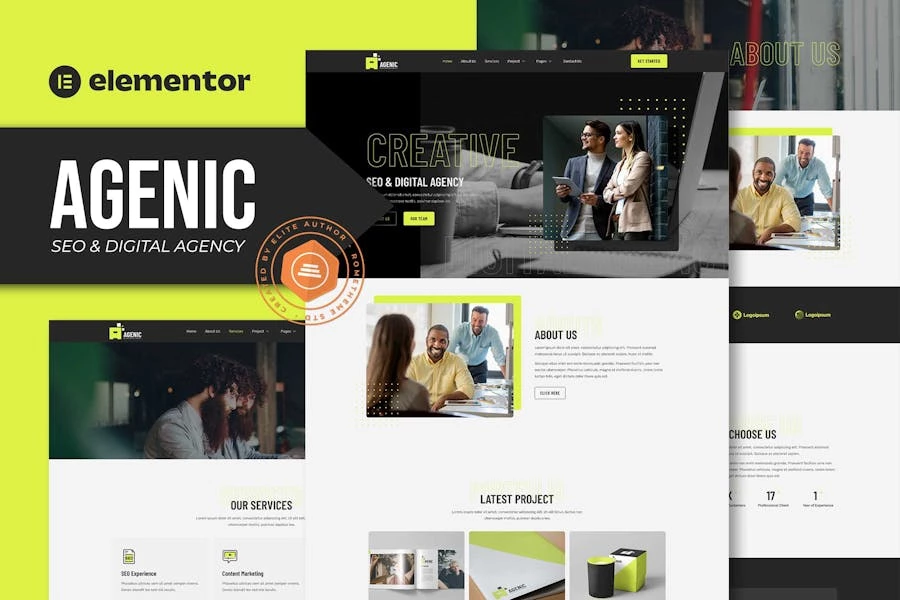 Agenic – Template Kit de Elementor de agencia digital y SEO creativo