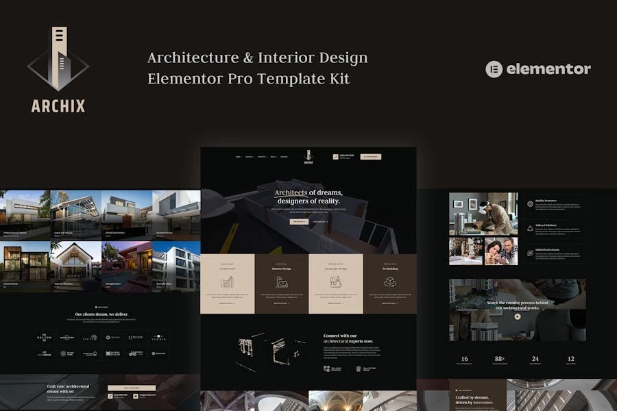 Archix – Kit de plantillas Elementor Pro para arquitectura y diseño de interiores
