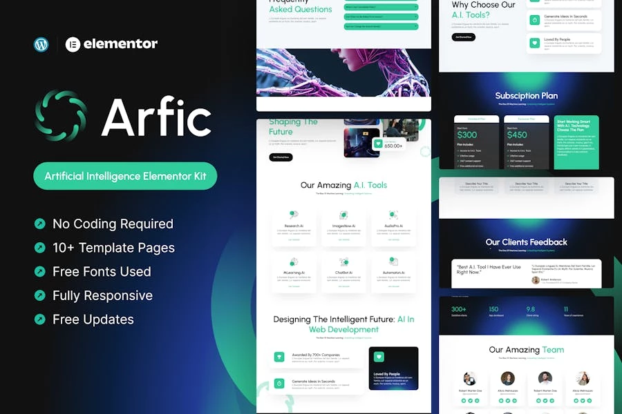 Arfic – Template Kit Elementor Pro de inteligencia artificial