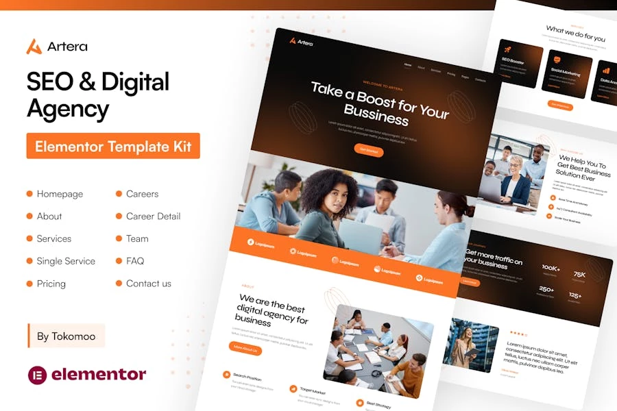 Artera – Template Kit Elementor Pro para SEO y Agencia digitales