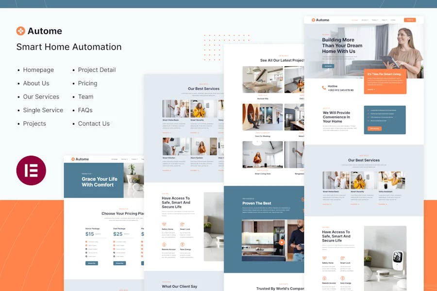 Autome | Template Kit Elementor de automatización del hogar inteligente