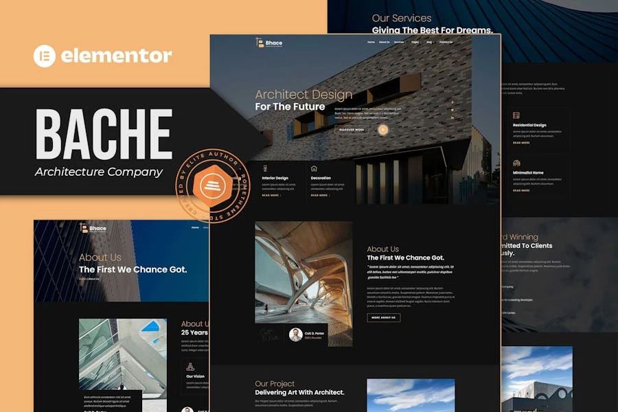 Bache – Template Kit Elementor para una empresa de arquitectura