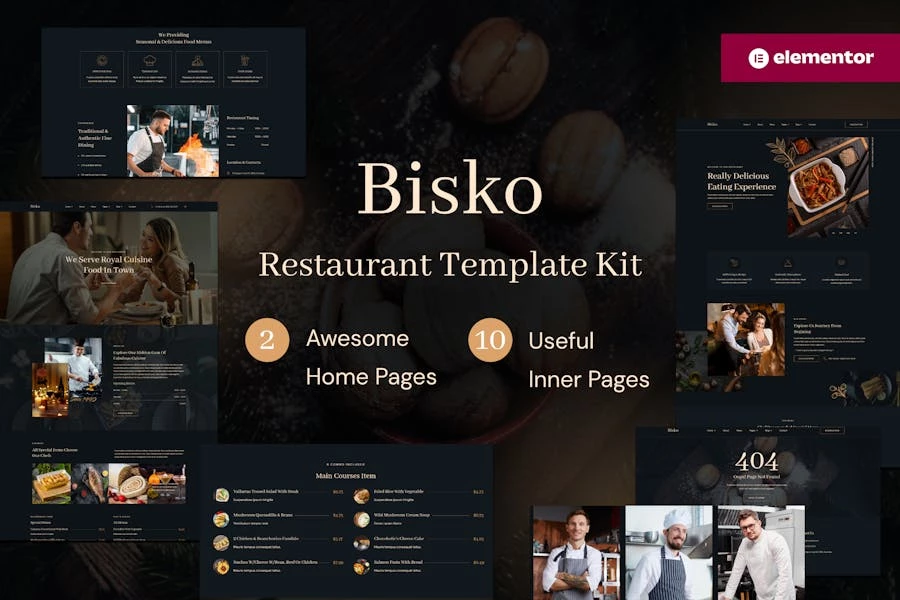 Bisko – Template Kit Elementor para restaurantes y cafeterías