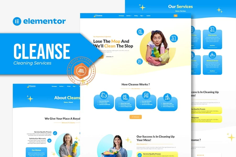 Cleanse – Template Kit Elementor para servicios de limpieza